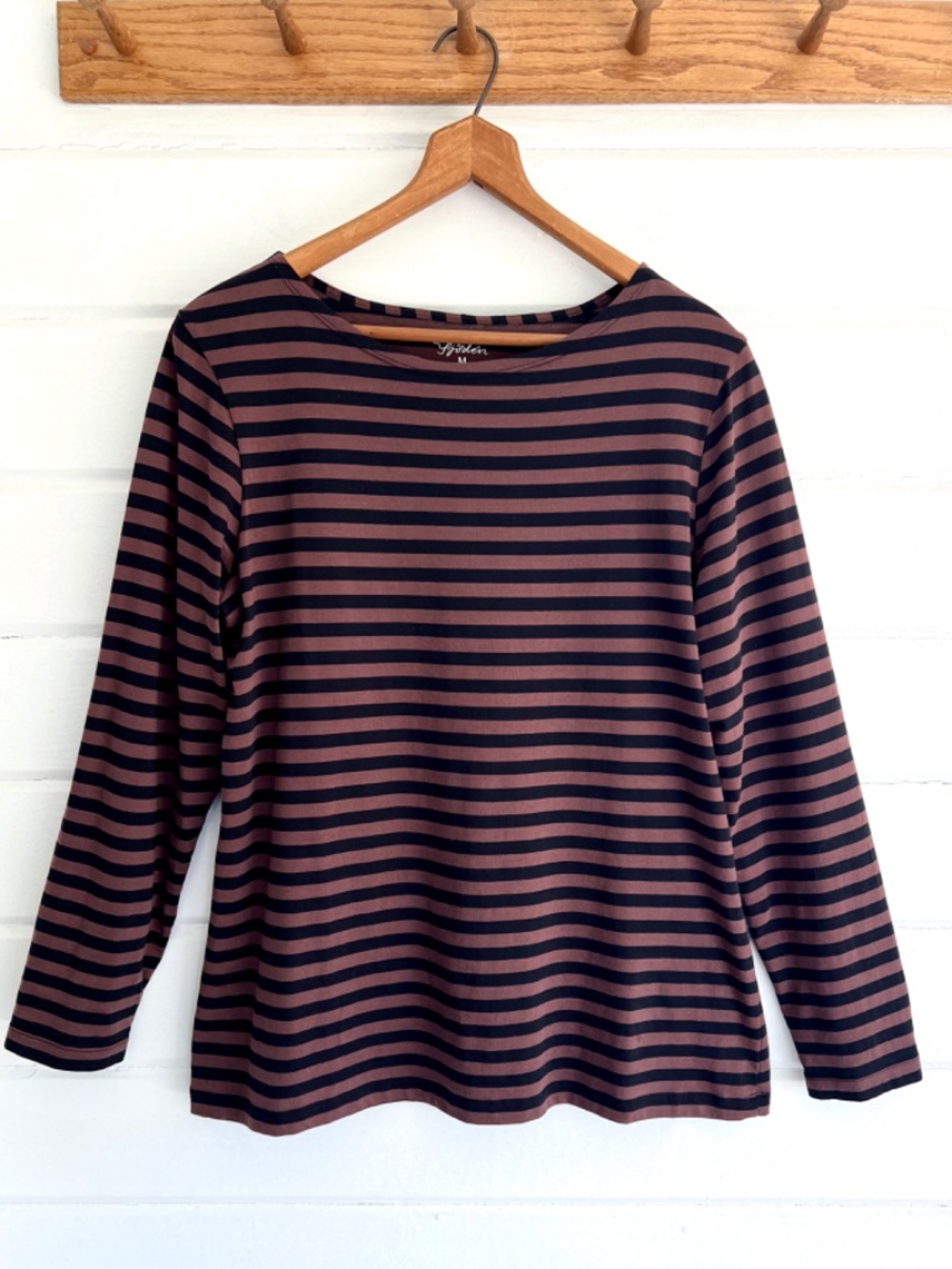 GUDRUN SJODEN Essential Striped Tee in Brown/Black - M